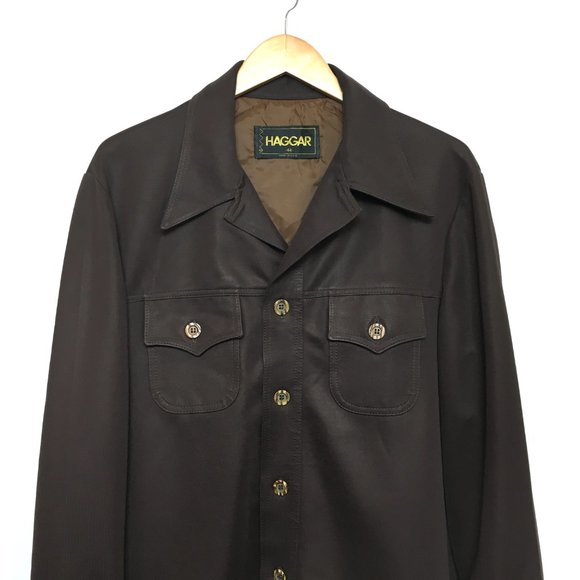 70’s Leisure Jacket Vintage Dark Brown Haggar - Picture 3 of 12